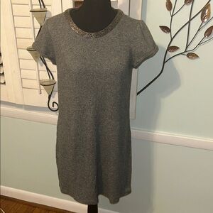 LOFT Gray Mini Dress with Sequin Neckline